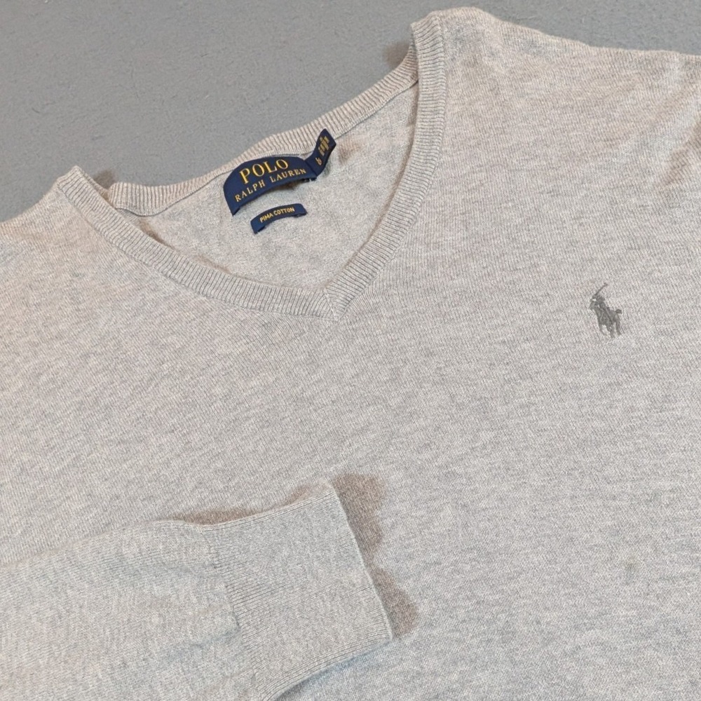 Polo Ralph‎ Lauren V-Neck Sweater Mens Large Pima Long Sleeve Pony Logo